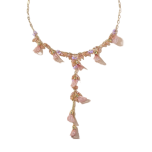 Μενταγιόν Από Ανοξείδωτο Ατσάλι Με Κρυστάλλους και Υφασμάτινα Κοχύλια - Gold