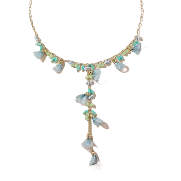 product_image Μενταγιόν Από Ανοξείδωτο Ατσάλι Με Κρυστάλλους και Υφασμάτινα Κοχύλια - Gold