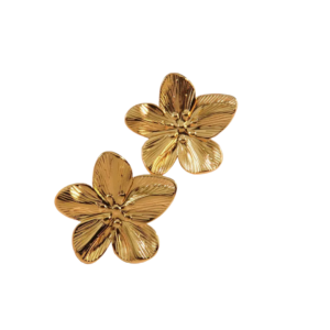 Σκουλαρίκια Από Ανοξείδωτο Ατσάλι Με Χρυσά Λουλούδια - Gold