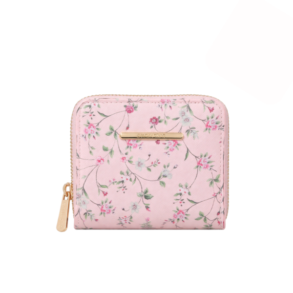 Γυναικείο Μικρό Πορτοφόλι - Ροζ με Λουλούδια