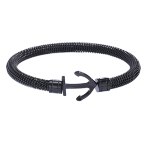 product_image Ανδρικό Βραχιόλι με Άγκυρα από Ανοξείδωτο Ατσάλι - Μαύρο