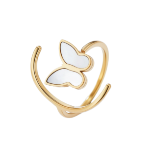 Δαχτυλίδι Από Ανοξείδωτο Ατσάλι με Πεταλούδα - Gold