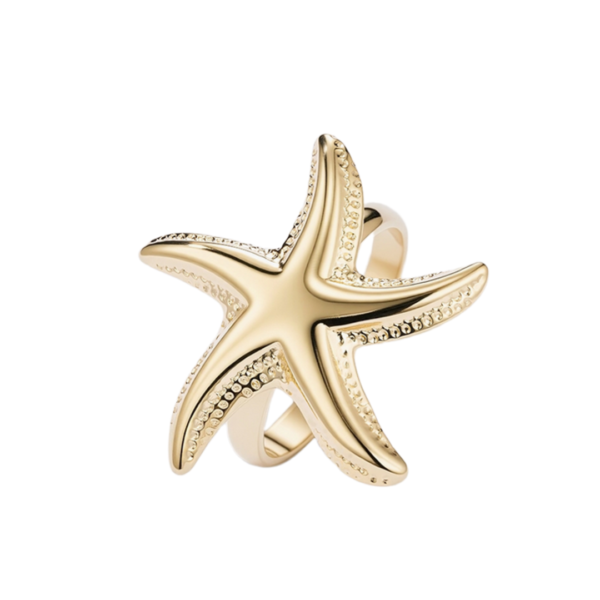 Δαχτυλίδι Από Ανοξείδωτο Ατσάλι με Αστερία - Gold