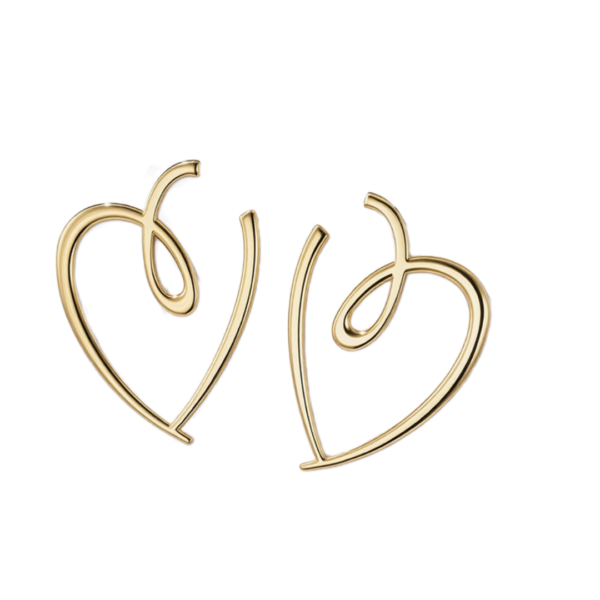 Σκουλαρίκια Κρίκοι Καρδιές Από Ανοξείδωτο Ατσάλι - Gold