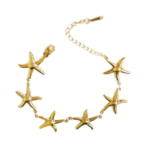 Βραχιόλι Από Ανοξείδωτο Ατσάλι Με Αστερίες - Gold