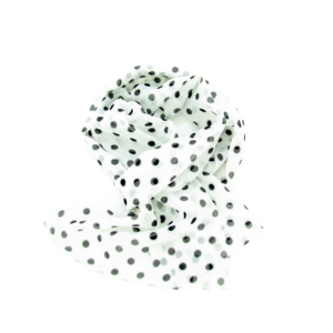 Γυναικείο Φουλάρι - Λευκό, Μαύρο Πουά