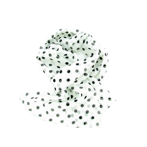 Γυναικείο Φουλάρι - Λευκό, Μαύρο Πουά