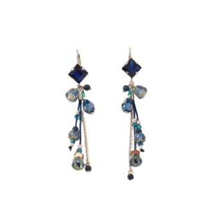 Κρεμαστά Σκουλαρίκια Από Ανοξείδωτο Ατσάλι Με Μπλε Κρυστάλλους - Silver