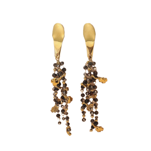 Κρεμαστά Σκουλαρίκια Από Ανοξείδωτο Ατσάλι Με Μαύρα Πετράδια - Gold