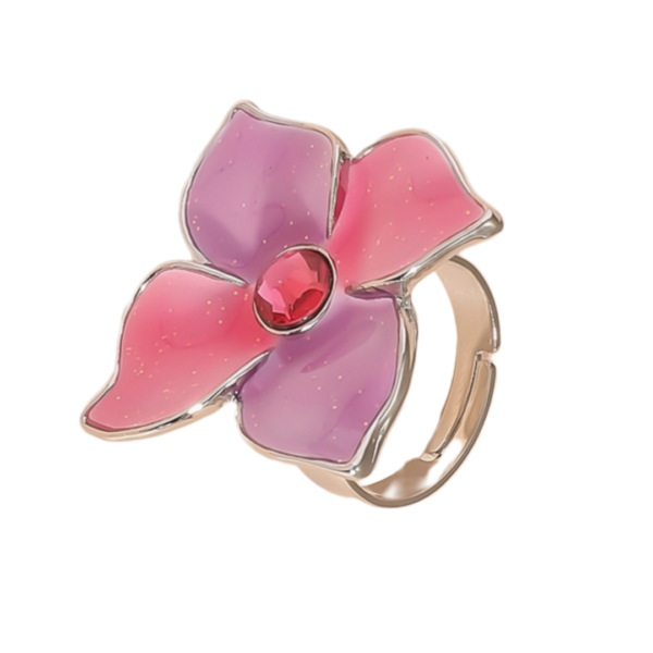 product_image3 Δαχτυλίδι με Ροζ Λουλούδι - Silver