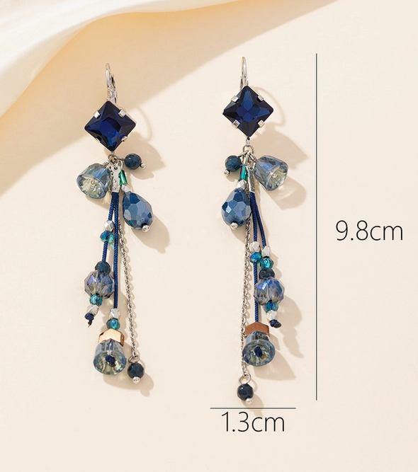 Στιγμιότυπο οθόνης 2026-03-29 161055 Κρεμαστά Σκουλαρίκια Από Ανοξείδωτο Ατσάλι Με Μπλε Κρυστάλλους - Silver