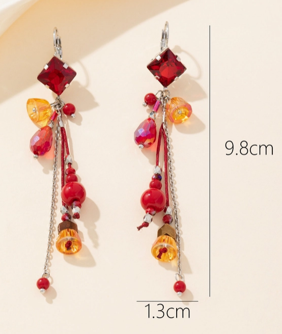 Στιγμιότυπο οθόνης 2026-03-29 161317 Κρεμαστά Σκουλαρίκια Από Ανοξείδωτο Ατσάλι Με Κόκκινους Κρυστάλλους - Silver