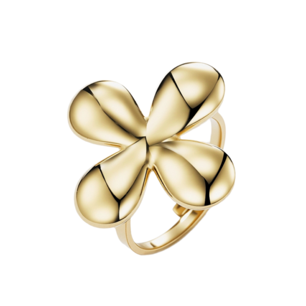 edited Δαχτυλίδι Από Ανοξείδωτο Ατσάλι με Λουλούδι - Gold