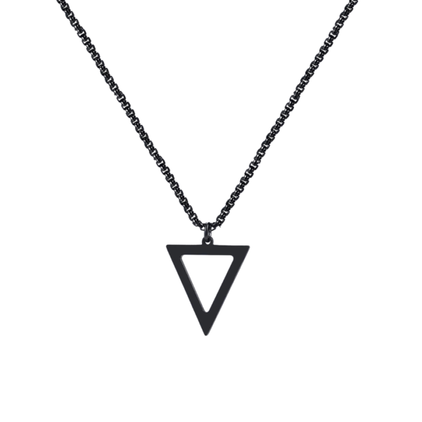 PRODUCT IMAGE mentagion Ανδρικό Μενταγιόν Από Ανοξείδωτο Ατσάλι με Ανάποδο Τρίγωνο - Black